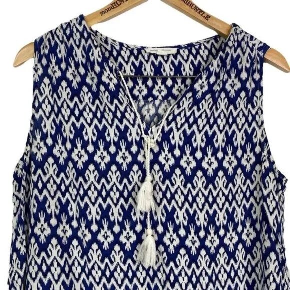 BEACHLUNCHLOUNGE WOMEN'S BLUE/WHITE PRINYED PATTERN SLEEVLESS DRESS LARGE-EUC - Picture 2 of 5